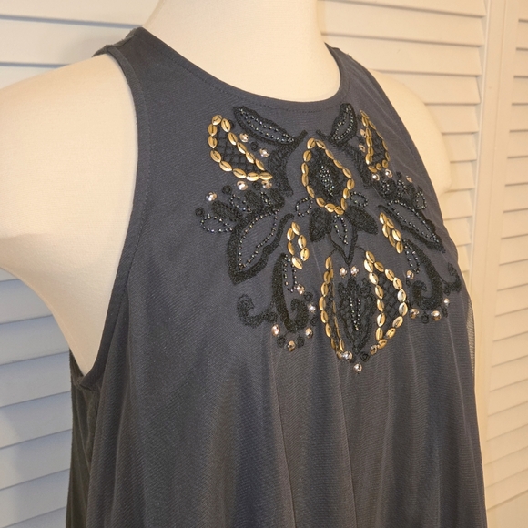 Hollister Sleeveless "Sheer Shelled" Beaded & Jeweled Swing Top - Picture 6 of 16